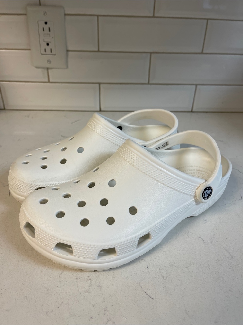 Crocs Classic Clog White Fun Rubber Shoes Unisex Adult M9 / W11 Style # 10001